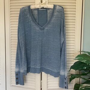 Jane and Delancey Faded Blue V-Neck Long Sleeve Top
